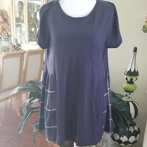 Elegant Dark Blue Women's Short Sleeve Top